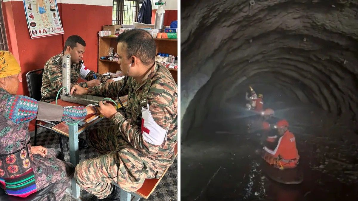 奇利梅隧道内展开争分夺秒：印度和尼泊尔救援人员排出洪水，为重型设备开辟道路。