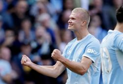 Soccer-Man City make it three wins in a row, Palace earn first points