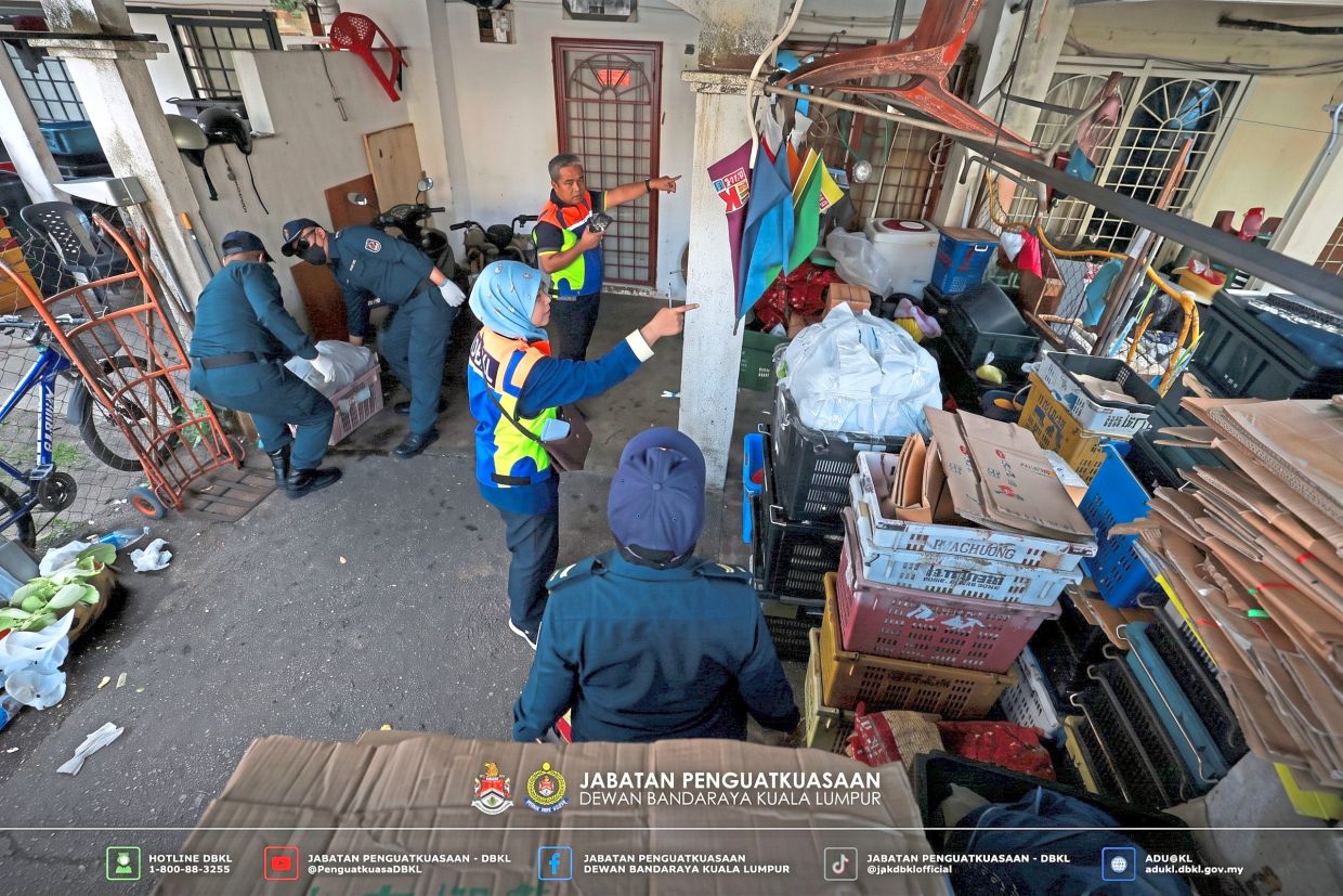 In May, DBKL carried out enforcement in Taman Batu View where houses were used as warehouses to store wholesale goods. — Courtesy of DBKL