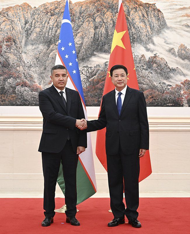 Chinese Minister of Public Security Wang Xiaohong, also a member of the Secretariat of the Communist Party of China Central Committee, meets with Uzbekistan's Minister of Internal Affairs Aziz Tashpulatov in Beijing, capital of China, Sept 6, 2026. - Photo: Xinhua