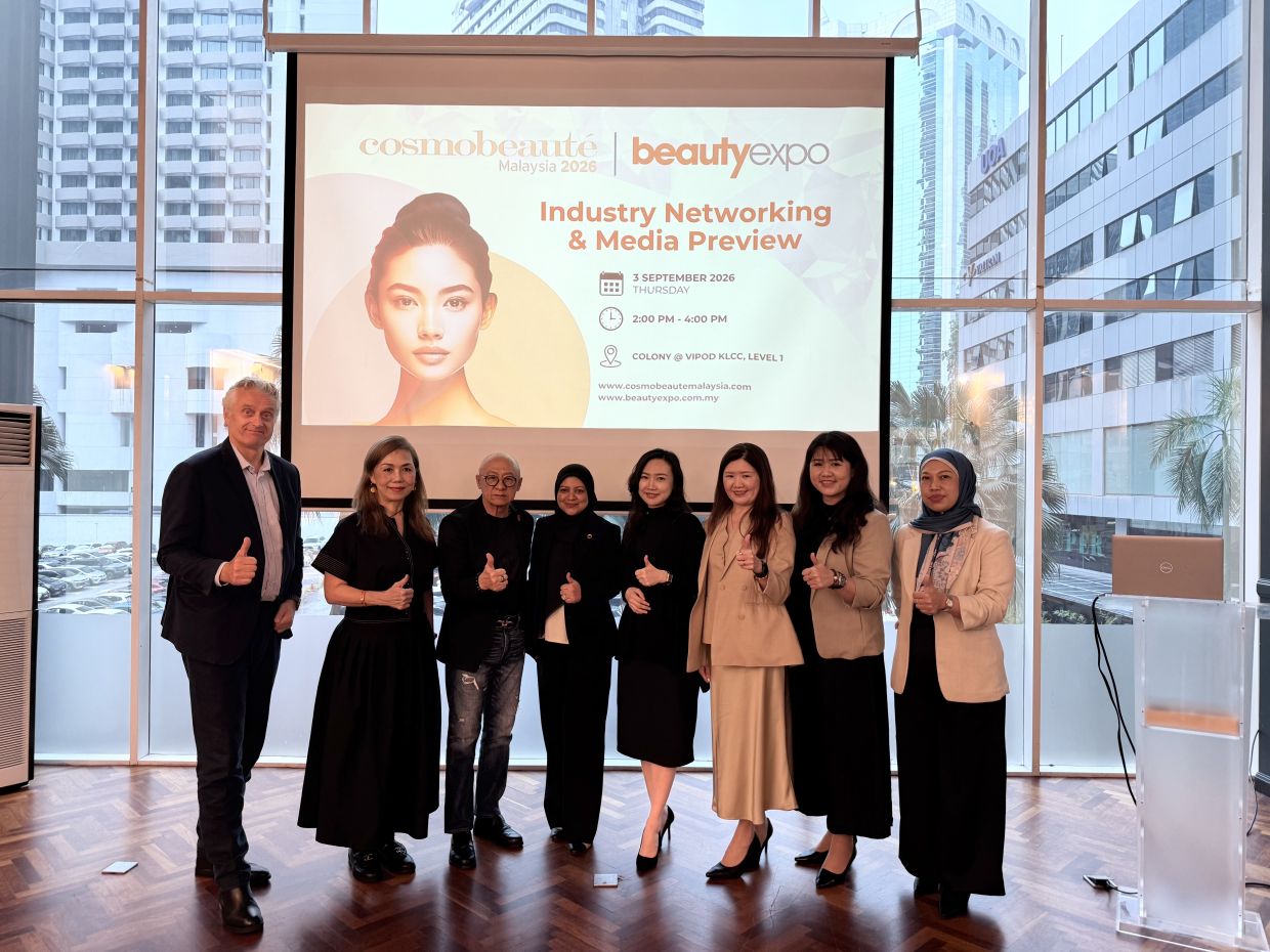 From left: Informa Markets Malaysia country general manager Gerard Leeuwenburgh, Malaysian Hairdressing Association president Ann Wang, Association of International Certified Aestheticians Prof Dr Ng Wee Kiong, Bumiputera Hairdressing Association president Puan Elind, Quarz Global Sdn Bhd founder and managing director Cheerine Law, Informa Markets Malaysia event director Kelie Lim, senior events manager Sandra Lye, and Halal Development Corporation rep Puan Ema.