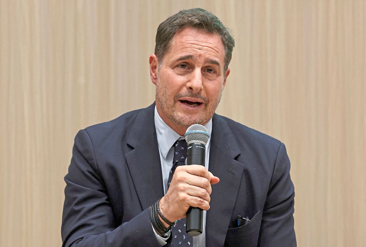 Andrew Bovarnick, United Nations Development Programme (UNDP)'s Food Systems and Agricultural Commodity Systems (FACS) Global Head and Conscious Food Systems Alliance (CoFSA) founder addresses a press conference during the Global Conscious Food Systems Summit in Paro, Bhutan on September 1, 2026.— Photo: Niharika KULKARNI / AFP