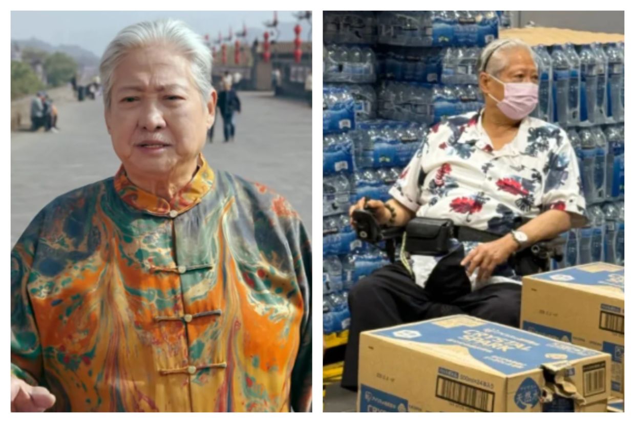 香港动作明星洪金宝，74岁，虽然依靠轮椅出行，但精神状态良好。