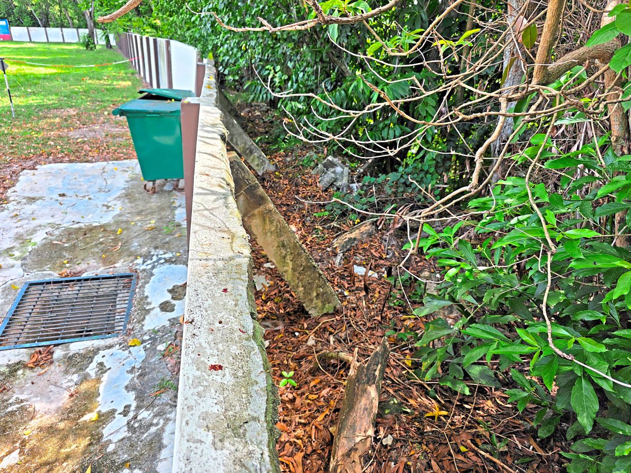 The perimeter wall at SMK St Bernadette's Convent in Batu Gajah is in danger of collapsing due to soil erosion.
