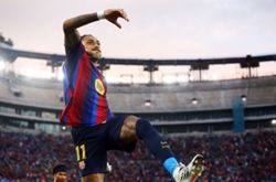 Soccer-Barcelona thrash Feyenoord in Champions League as Demirovic hits Stuttgart hat-trick