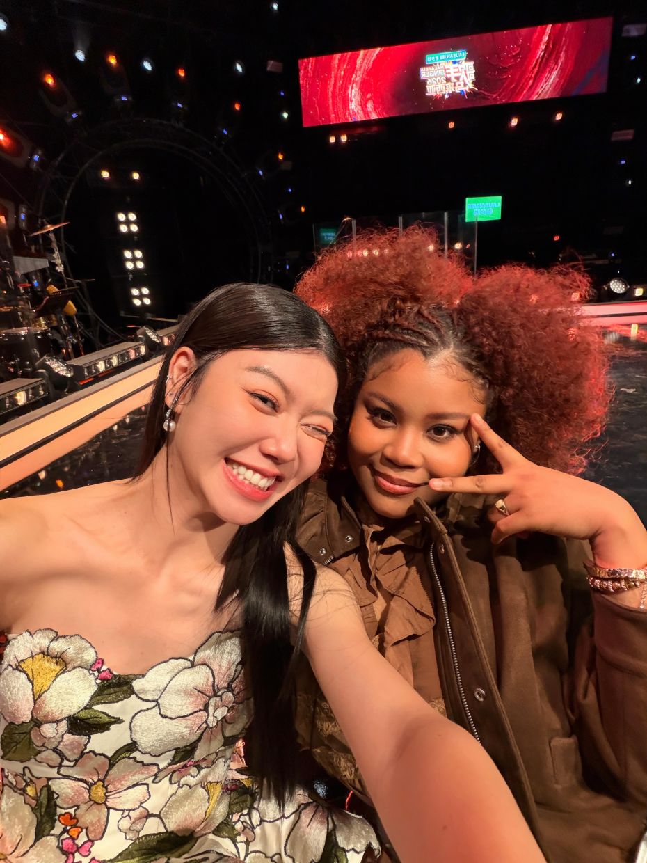 Priscilla (left) befriended local artiste Vanessa Reynauld during her time on 'Singer 2026 Malaysia'. Photo: Priscilla Abby/Instagram