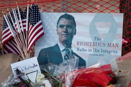 Memorial statue of conservative activist Charlie Kirk vandalized