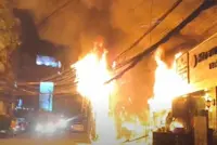 Electric cables catch fire, shops up in flames in Myanmar's Sanchaung township