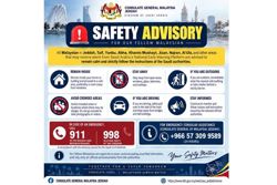Consulate General urges Malaysians to stay calm, vigilant after receiving Saudi alerts