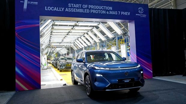 Proton e.MAS 7 PHEV rolling out of the Tanjung Malim factory.