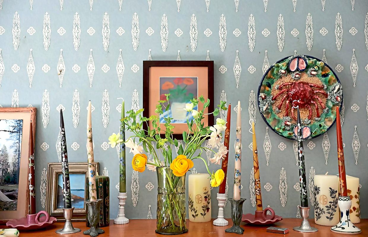 Saleh's home is filled with her artwork.