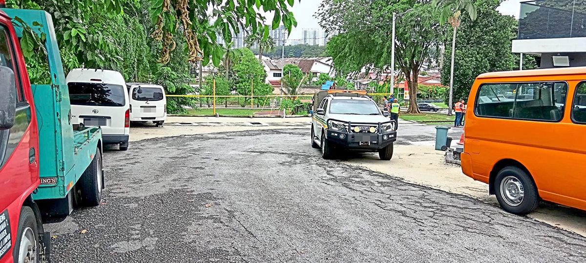 Yellow tape cordoning off the affected area during the joint inspection on Sept 22 at Taman Bukit Indah in Kuala Lumpur. — Courtesy photo