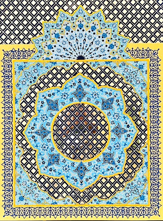 The artist’s ‘Mirror of Heaven’ draws on Persian and Islamic architectural ornament. 