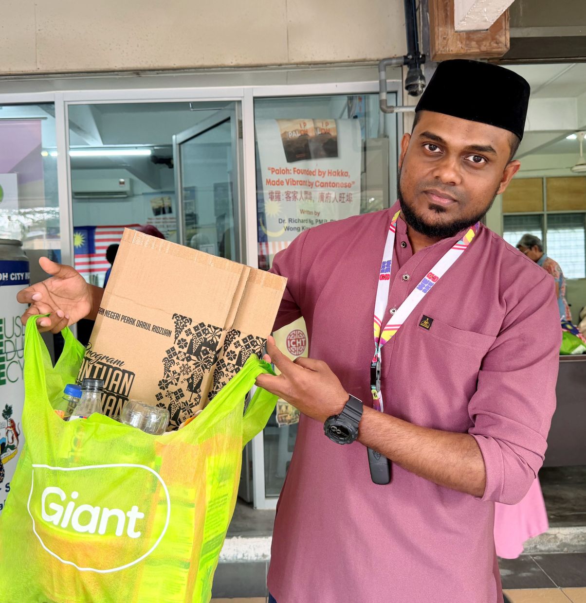 Kamarul brought a bag of recyclables to be exchanged for groceries worth RM30.
