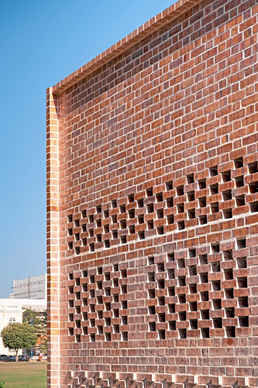 The perforated red brick facade is the face and identity of Astaka Kota Selera.