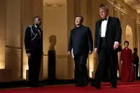 It's all so rosy now as Xi Jinping attends the state dinner held by Trump