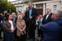 Protesters block Orange Order from marching through Catholic area in Northern Ireland