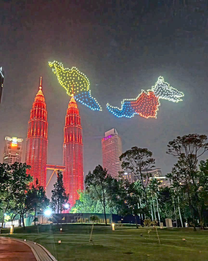Familiar Malaysian icons appeared in the skies for the recent National Day festivities. — Novas Drone