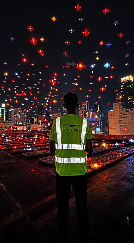 A fleet of drones taking flight in Kuala Lumpur. — Drone Sifu