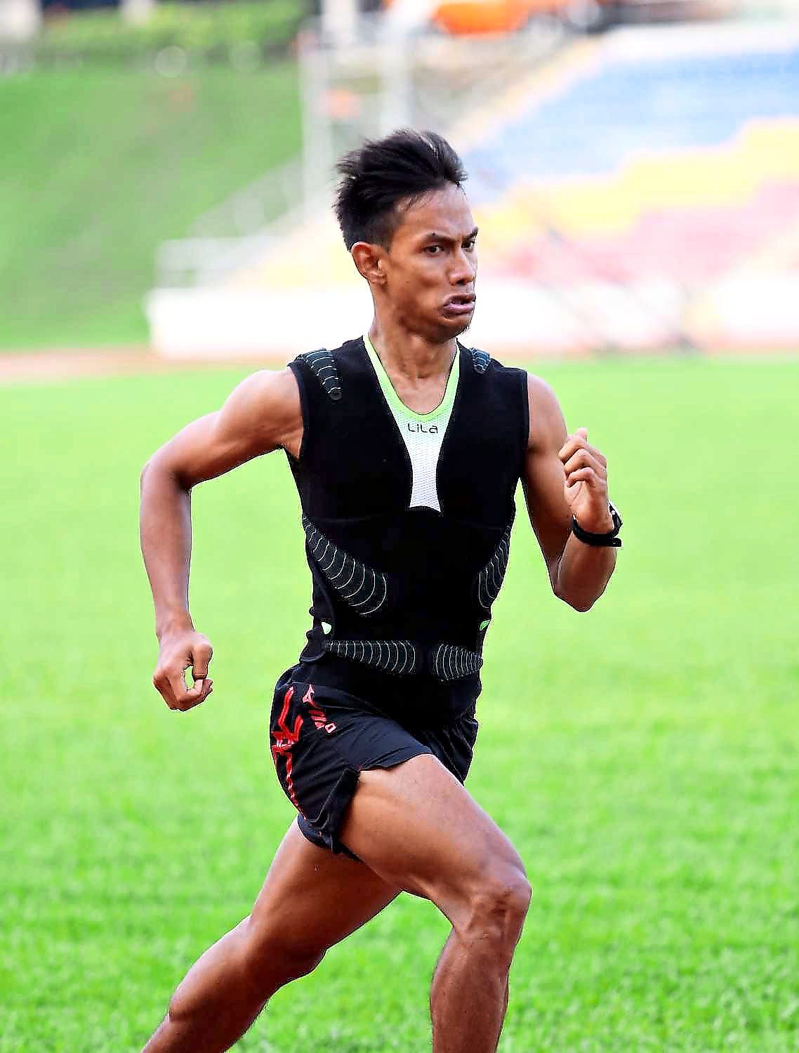 Exoskeletons can also be used to boost sports performance. Here, Malaysian Paralympian athlete (now retired) Mohamad Ridzuan Mohamad Puzi, who has cerebral palsy, wears an exoskeleton to help in his training. — Filepic