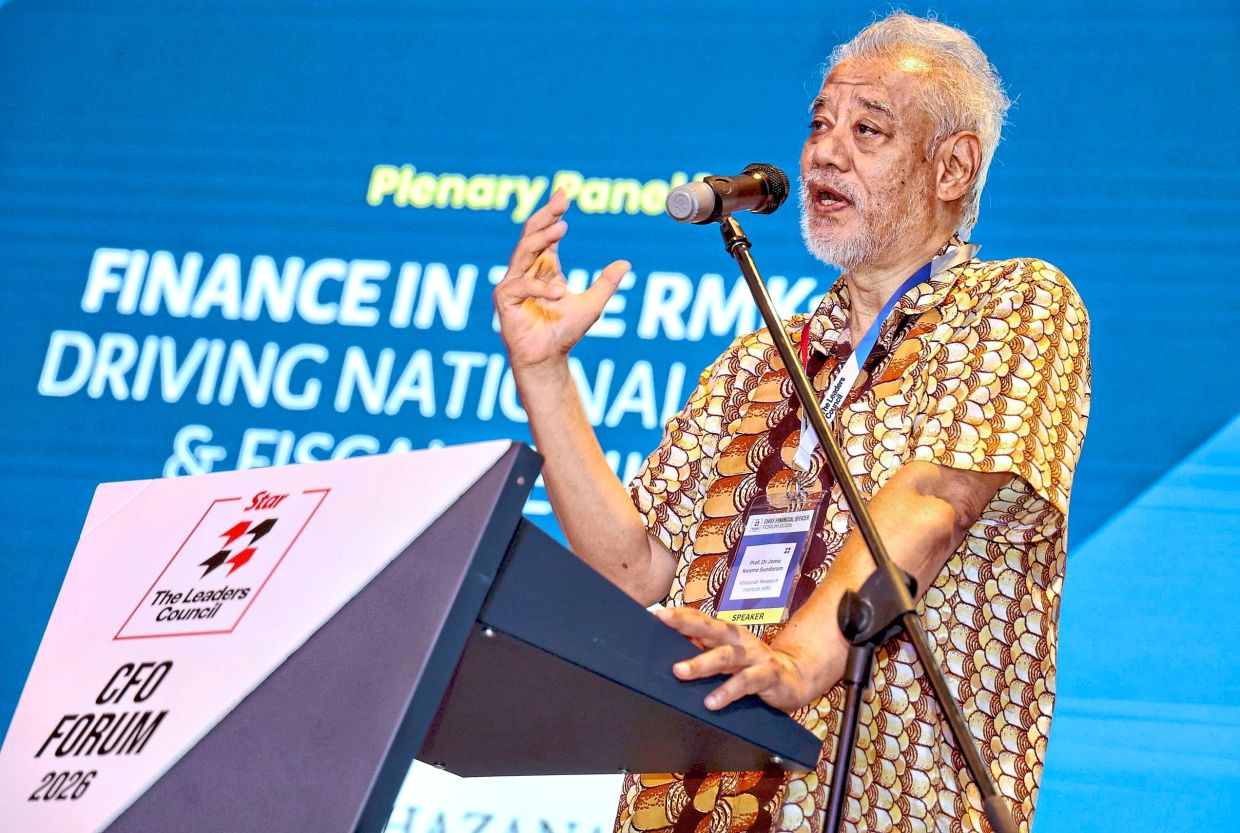 Insightful: Prof Jomo giving his keynote speech during the CFO Forum. — MUHAMAD SHAHRIL ROSLI/The Star