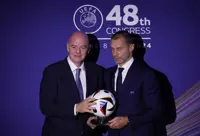 Soccer-'The emperor is naked': UEFA's Ceferin takes aim at FIFA boss Infantino