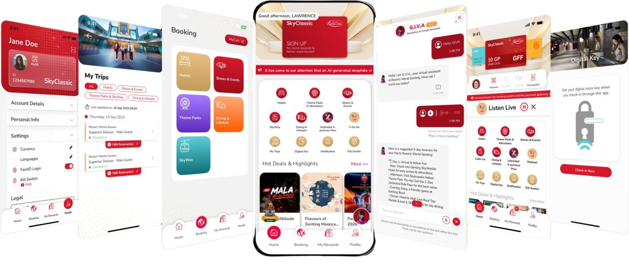 From mobile room keys to real-time rewards, the RWG app unifies every stage of the resort experience into a single, connected journey.