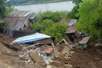 Five houses destroyed as riverbank collapses in central Myanmar after heavy rain