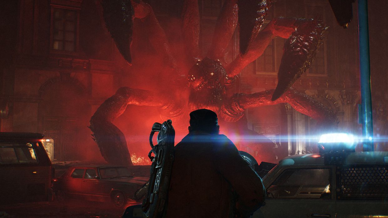 Even with its new horror aesthetic – a visually gorgeous one clearly inspired by Resident Evil 2 – E-Day feels very much like a Gears game.