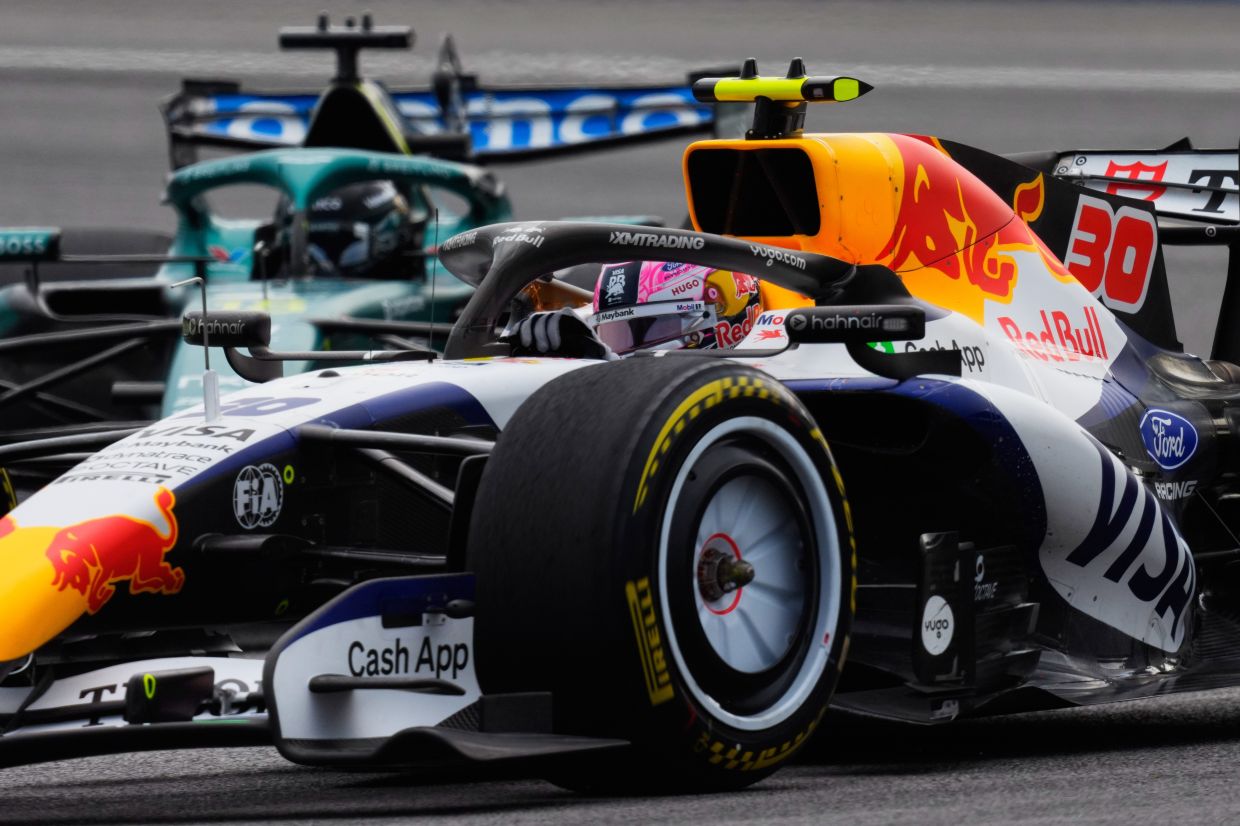 Racing Bulls driver Liam Lawson of New Zealand steers his car during the second practice session ahead of the Bahrain Grand Prix in Sepang, Malaysia, on Friday, Oct. 2, 2026. -- AP Photo/Vincent Thian)