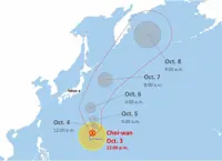 Typhoon Choi-wan moving north-northeast over Marianas; forecast to reach waters near Japan’s Ogasawara Islands by Oct 4 noon