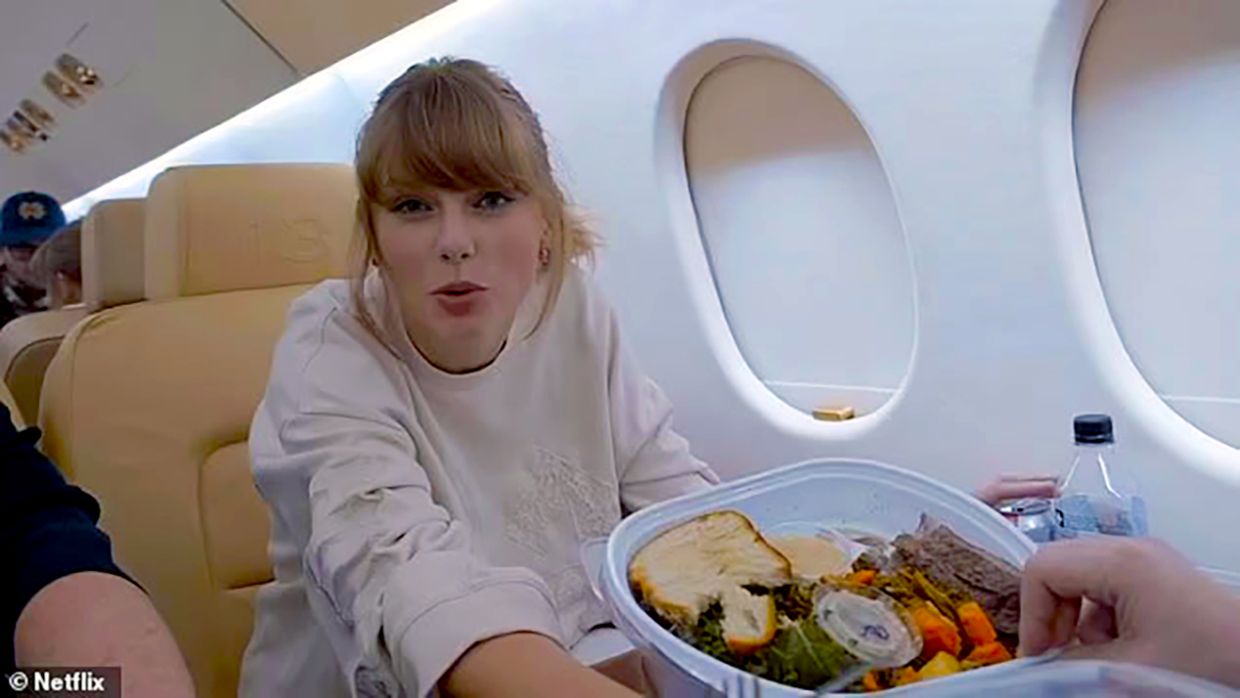 Taylor Swift was ranked one of the most carbon-polluting celebrities due to her air travels for her Eras concert tour and husband Travis Kelce’s football games. — Netflix