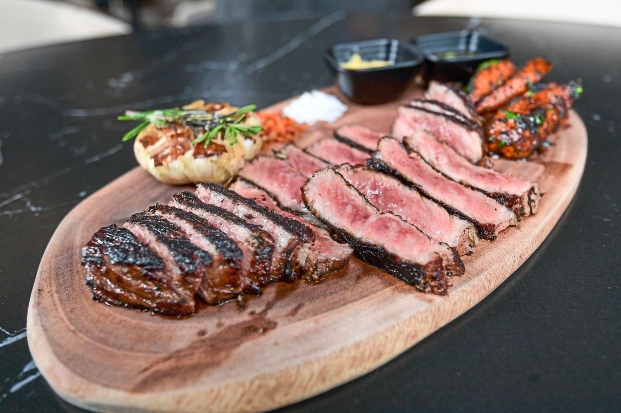 The Firewood sirloin is an incredibly flavourful 600-day grain-fed MB9 steak that is only available at the eatery.