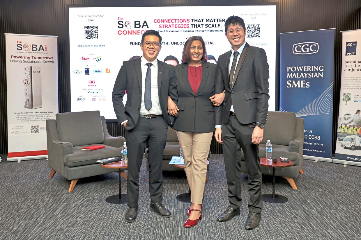 Thriving outlook: (From left) Chua, Bharati and Chan pose for a group photo following their panel session on funding growth.