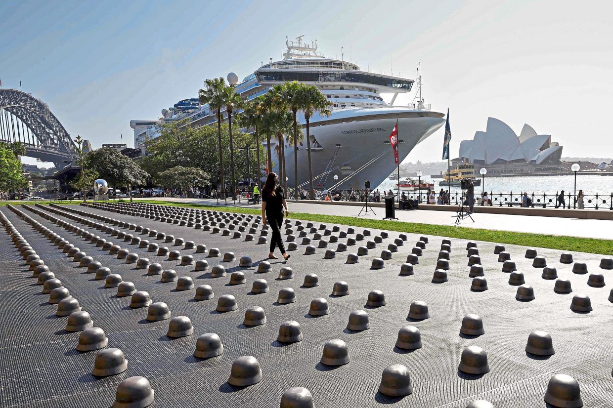 Ai’s new sculpture series displayed during the unveiling of the 2026 Neil Balnaves Tallawoladah Lawn Commission at the Museum of Contemporary Art Australia. Photo: AFP