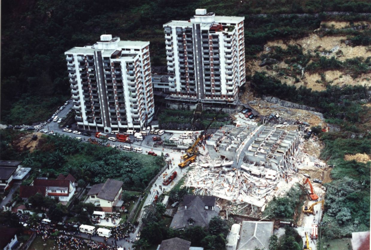On Dec 11, 1993, a catastrophic landslide caused Block 1 of the Highland Towers to collapse, killing 48 people.