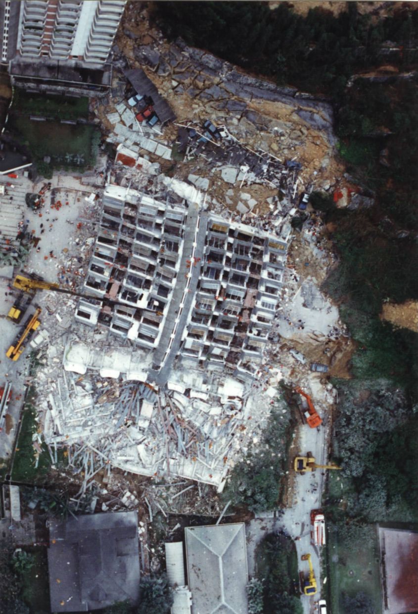 Bird's-eye view of the scene of the Highland Towers tragedy.