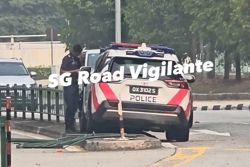 Singapore police car crashes into road divider; cop helping with investigations