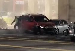 Two arrested with weapons in truck after police chase