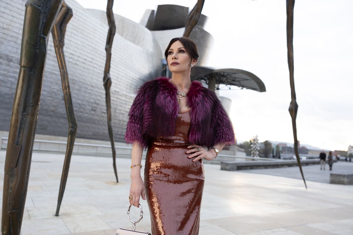 Catherine Zeta-Jones serves glam as Jackie Price in 'Kill Jackie'.