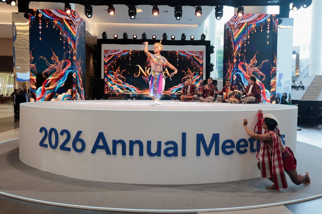 Dancers perform during the IMF/World Bank 2026 Annual Meetings at the Queen Sirikit National Convention Center (QSNCC) in Bangkok, Thailand, on Monday, October 12, 2026. -- REUTERS/Patipat Janthong
