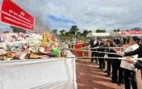 Drugs go up in flames in Laos to mark National Day against Drug Abuse