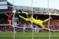 Soccer-Crowd trouble at Anfield leads to arrests and injured police officer