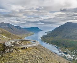 New Viking-inspired viewing platform opens above Icelandic fjord town