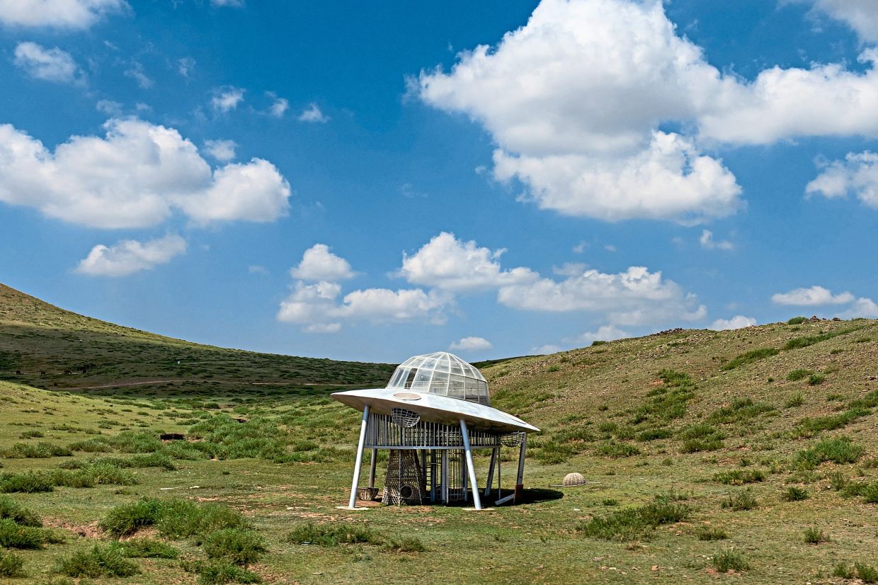 Out of this world: A children’s playground shaped like an alien spacecraft in the grassland at the Wulanhada Volcano Geopark in Ulanqab, Inner Mongolia Autonomous Region. — Reuters
