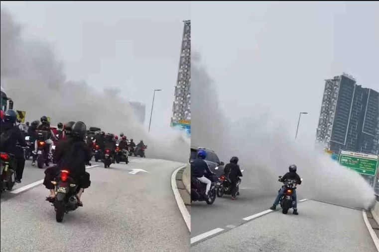 Thick smoke on DUKE highway caused by burning streetlight, say police