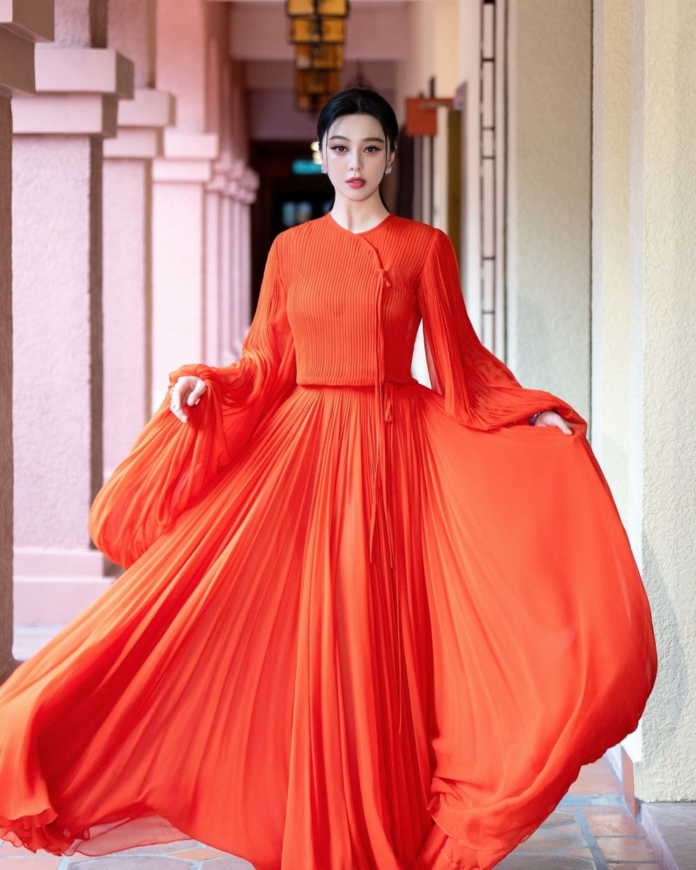 Fan Bingbing shows off a striking red dress by Bernard back in 2024. — Handout
