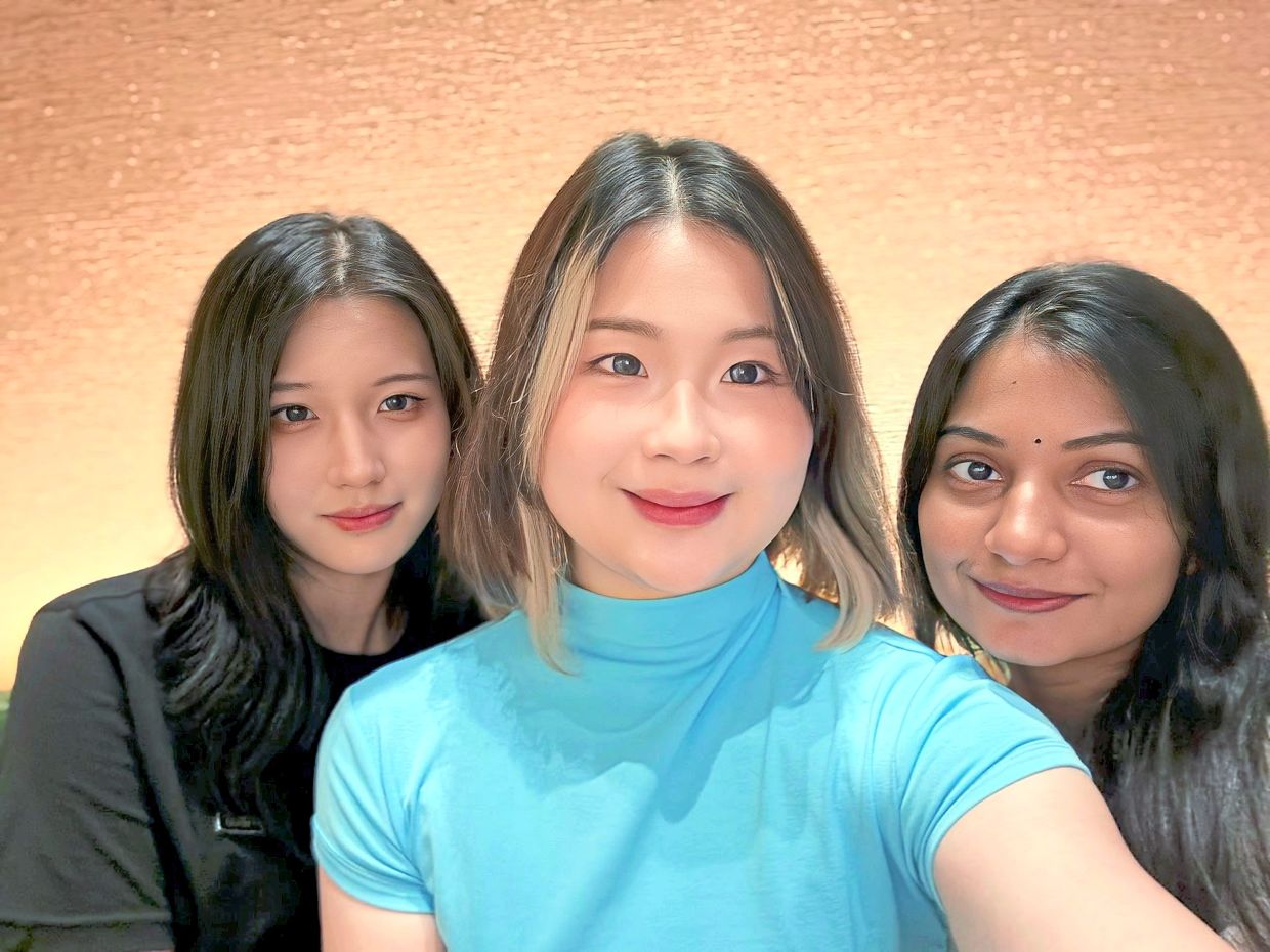 Youn (left) with two of her friends in Johor Baru. (Right) Nancy and her husband Rahul Bhargava moved to Johor Baru after spending 15 years in Singapore.