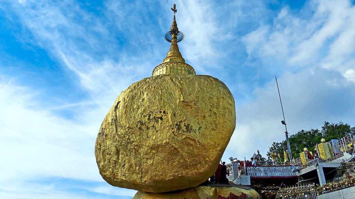 The Kyaiktiyo Pagoda, also known as the Golden Rock, near Hpa-an city is a popular tourist attraction.