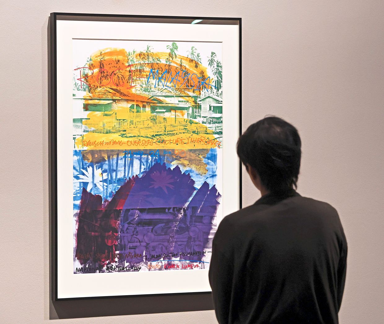 Rauschenberg's 'ROCI Malaysia' promotional poster (offset lithograph, 1990) for his exhibition at the National Art Gallery in KL. This ROCI Malaysia work is part of the 'Robert Rauschenberg and Asia' exhibition at Ilham Gallery in KL. Photo: The Star/Chan Tak Kong